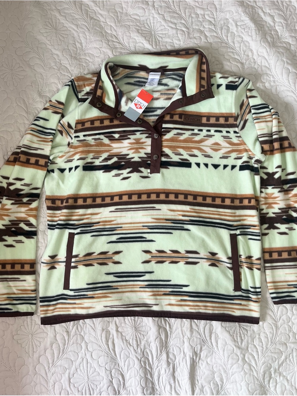 NWT Cinch Women’s Lime & Brown Aztec Sweater XXL - Picture 2 of 5